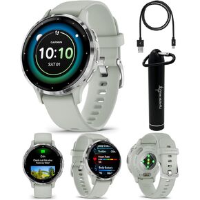 Wearable4U Garmin Venu 3: ساعة ذكية من الفولاذ المقاوم للصدأ فضي مقاس 45 مم | شاشة AMOLED مقاس 1.4 بوصة عمر بطارية يصل إلى 14 يومًا | ساعة رجالية متعددة الرياضات - حجر أبيض | حزمة هدايا ميزات الصحة واللياقة البدنية المتقدمة