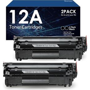 12A Toner Cartridge Replacement for HP 12A Q2612A Work with HP LaserJet 1020 1022 1012 1010 1015 1018 1022n 1022NW 3015 3030 3020 3050 3052 3055 M1005 M1319 M1319F Printer（2-Pack，Black） in Saudi Arabia