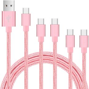 كابل USB إلى USB C (5 حزم، 3/3/6/6/10FT)، كابل USB A إلى النوع C، سلك نقل مزامنة مجدول من النايلون للشحن السريع، شاحن USB C للهاتف 16/15/iPad، وGalaxy S/Note/A، وPixel والمزيد | كابل نقل بيانات USB A إلى النوع C، بسرعة 480 ميجابت في الثانية، سلك شاحن متين in Kuwait
