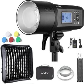 فلاش Godox AD600Pro 600Ws TTL مع Godox 60 * 60cm Softbox 2.4G 1/8000s 2600mAh بطارية 360 ومضات طاقة كاملة، 0.01-0.9s إعادة تدوير ستروب فلاش متوافق مع Canon Nikon Sony FUJIFILM Olympus Panasonic in Saudi Arabia