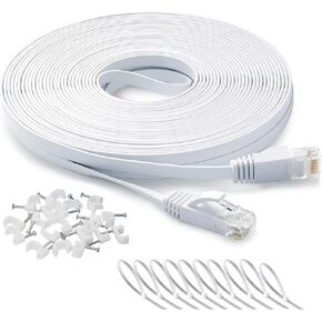 Ethernet Cable 3FT 2 Pack, Cat 6 LAN Cable Flat Net Cable Faster than Cat5e/Cat5, Slim Short Computer Internet Patch Cord Wire with Rj45 Male Connectors for Router, Laptop, Modem, black + white in Saudi Arabia