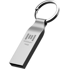 MOSDART 64GB Metal USB 2.0 Flash Drive Waterproof with Keychain, Silver | Ultra-slim metal body, waterproof & dustproof. USB 2.0 for BIOS, boot drives & backups. Metal keychain in Kuwait