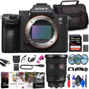 Sony a7 III Mirrorless Camera (ILCE7M3/B) + Sony FE 24-70mm Lens + 64GB Card + Filter Kit + Bag + NP-FZ100 Compatible Battery + Card Reader + Corel Photo Software + HDMI Cable + More (Renewed)