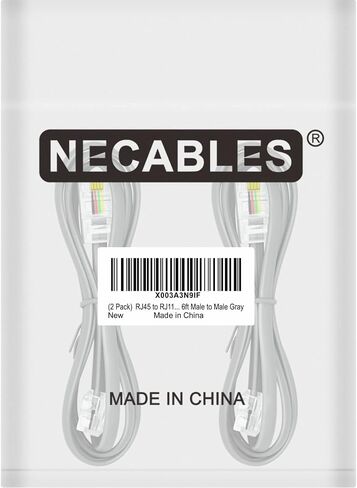 NECABLES 2Pack RJ45 to RJ11 Adapter Converter Cable 10ft - 10 Feet | RJ45 8P4C Male to RJ11 6P4C Male Gray in Kuwait