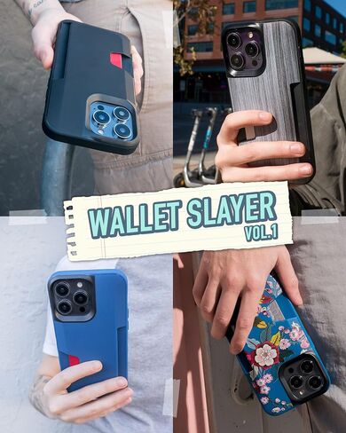 Smartish® iPhone 14 Wallet Case - Wallet Slayer Vol. 1 [Slim + Protective] Credit Card Holder - Drop Tested Hidden Card Slot Cover Compatible with Apple iPhone 14 - Black Tie Affair in Saudi Arabia