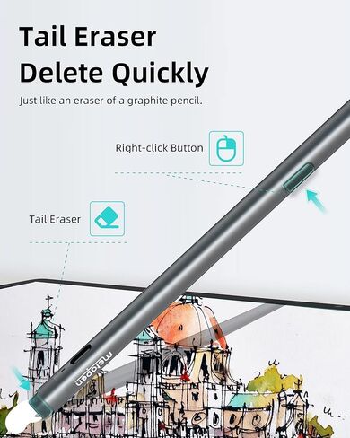 Metapen Stylus Pen M2 for Surface (Premium, 4096 Finest Control, Eraser End) - Work for Surface Pro 7//8/9/X,Surface Go 3/Book 3/Laptop 4/Studio 2, ASUS VivoBook Flip 14, for Creators,Students,Doers in Kuwait