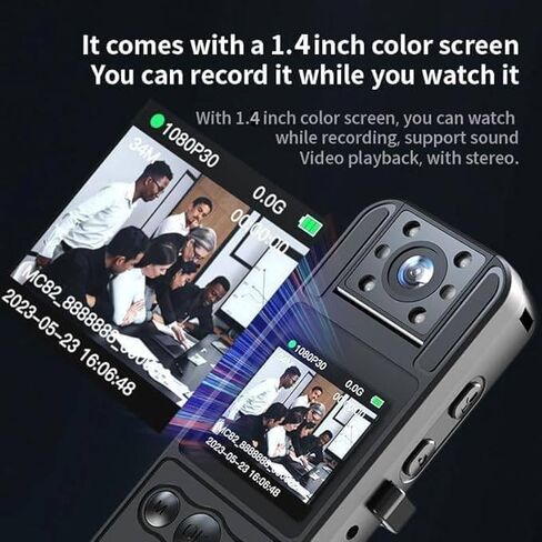 KONPCOIU Body Camera with Audio Recording, Portable Wearable Small Body Worn Cam, 1080P HD Recorder Built-in 128GB Card with Night Vision, 8 HR Battery Life for Outdoor, Police Law Enforcement in Kuwait