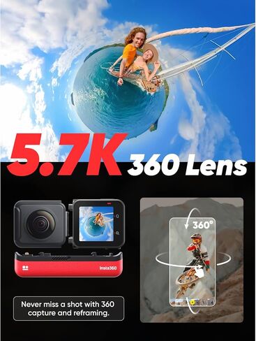 Insta360 ONE RS Twin Edition Creator Kit - كاميرا أكشن مقاومة للماء بدقة 4K 60 إطارًا في الثانية وكاميرا 5.7K 360 مع عدسات قابلة للتبديل، وتثبيت، وصور بدقة 48 ميجابكسل، وتقنية HDR النشطة، وتحرير الذكاء الاصطناعي in Saudi Arabia