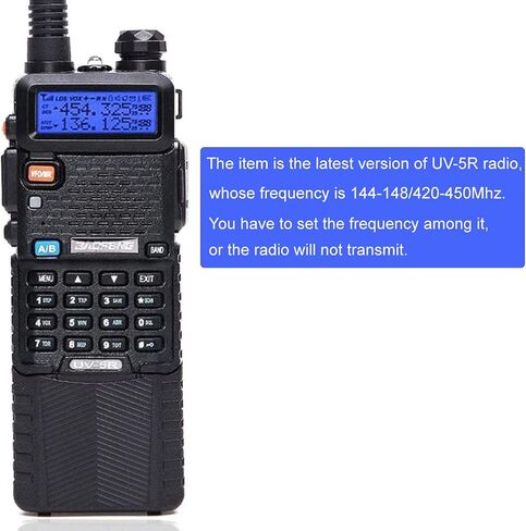 راديو Baofeng UV-5R ثنائي النطاق ثنائي الاتجاه مع بطارية ليثيوم أيون 3800 مللي أمبير في الساعة، جهاز اتصال لاسلكي، إصدار مطور (144-148/420-450 ميجا هرتز) in Kuwait