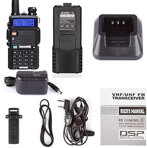 راديو Baofeng UV-5R ثنائي النطاق ثنائي الاتجاه مع بطارية ليثيوم أيون 3800 مللي أمبير في الساعة، جهاز اتصال لاسلكي، إصدار مطور (144-148/420-450 ميجا هرتز) in Kuwait