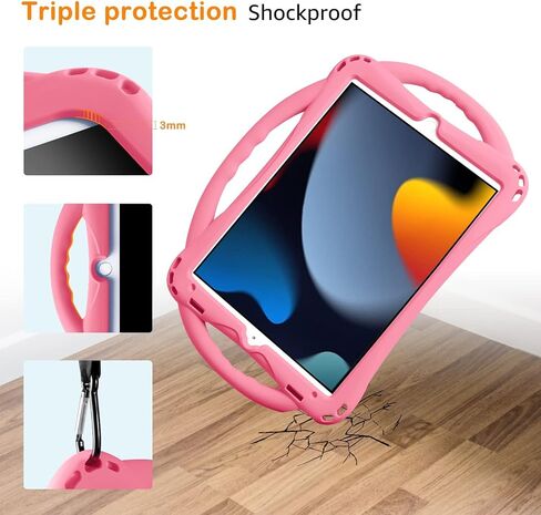 TopEsct Kids Case for iPad 10.2 inch - Shockproof Silicone Cover with Tempered Glass Screen Protector and Strap - Compatible with iPad 9th/8th/7th Gen (2021)"(Blue) in Kuwait