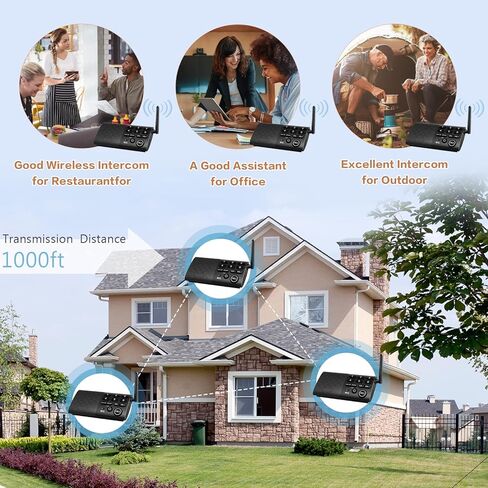 نظام اتصال داخلي لاسلكي مزدوج الاتجاه من Hosmart، اتصال ثنائي الاتجاه للمنزل والمكتب، بدون استخدام اليدين، اتصال داخلي محمول، مع صوت واضح كريستالي، نطاق 1000 قدم (3 عبوات) in Kuwait