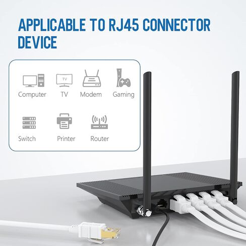 كابل Larrok Cat8 Ethernet بطول 15 قدمًا، كابل شبكة LAN مسطح عالي السرعة 40 جيجابت في الثانية 2000 ميجا هرتز مع موصل SFTP RJ45 مطلي بالذهب، كابل شبكة داخلي محمي 26AWG للمودم/جهاز التوجيه/الألعاب in Kuwait
