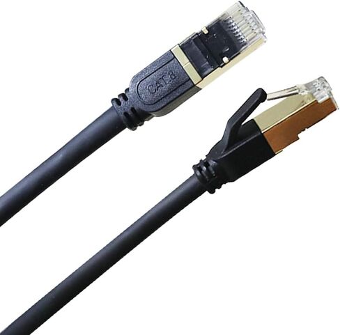 كابل إيثرنت Cat8 بسرعة 40 جيجابت في الثانية 2000 ميجا هرتز عالي السرعة جيجابت Cat8 شبكة الإنترنت كابل أسود شديد التحمل عالي السرعة 26AWG Cat8 شبكة LAN كابل مقاوم للطقس S/FTP مقاوم للأشعة فوق البنفسجية لجهاز التوجيه والمودم (33FT) in Kuwait