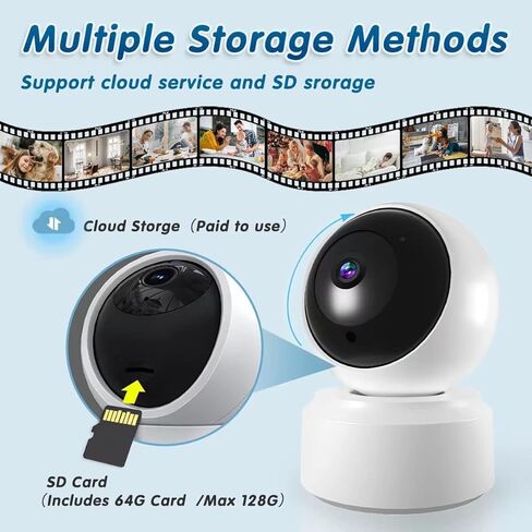 كاميرا أمان داخلية، كاميرا 2K HD Pan/Tilt لاسلكية للحيوانات الأليفة لمراقبة الأطفال، 5G و2.4G WiFi كاميرا أمان منزلية للكلاب/المربية، رؤية ليلية، صفارة إنذار، متوافقة مع Alexa وGoogle 2Pcs (بطاقة SD 64G) in Kuwait