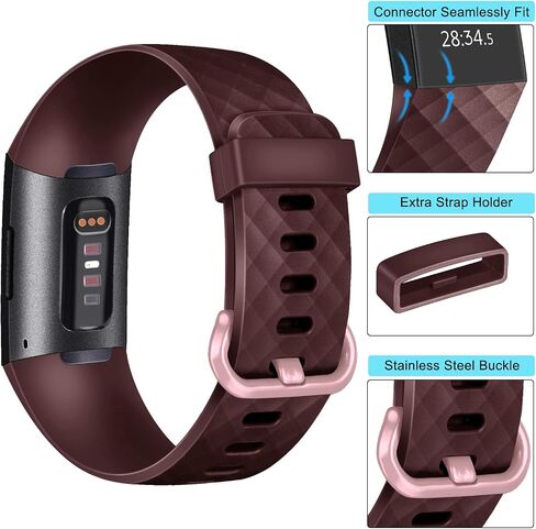 3 قطع من الأربطة الرياضية المتوافقة مع Fitbit Charge 4 Bands للنساء والرجال، أساور معصم بديلة من السيليكون الناعم قابلة للتعديل لـ Fitbit Charge 4 / Fitbit Charge 3 / Charge 4 SE/Charge 3 SE in Saudi Arabia