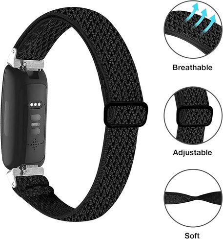 مجموعة من 3 أربطة قابلة للتمدد من BNBIDEN متوافقة مع Fitbit Inspire 2 / Inspire HR/Inspire/Ace 2، أشرطة بديلة من النايلون المرن بحلقة فردية ناعمة قابلة للتعديل لتتبع اللياقة البدنية Fitbit Inspire للنساء والرجال in Kuwait