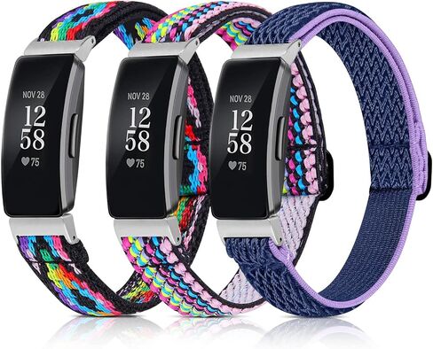 مجموعة من 3 أربطة قابلة للتمدد من BNBIDEN متوافقة مع Fitbit Inspire 2 / Inspire HR/Inspire/Ace 2، أشرطة بديلة من النايلون المرن بحلقة فردية ناعمة قابلة للتعديل لتتبع اللياقة البدنية Fitbit Inspire للنساء والرجال in Kuwait