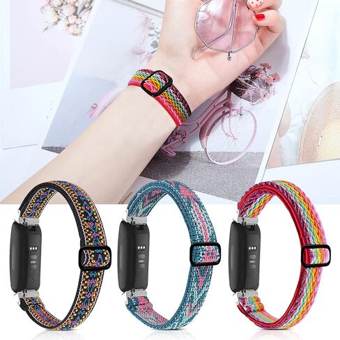 مجموعة من 3 أربطة قابلة للتمدد من BNBIDEN متوافقة مع Fitbit Inspire 2 / Inspire HR/Inspire/Ace 2، أشرطة بديلة من النايلون المرن بحلقة فردية ناعمة قابلة للتعديل لتتبع اللياقة البدنية Fitbit Inspire للنساء والرجال in Kuwait