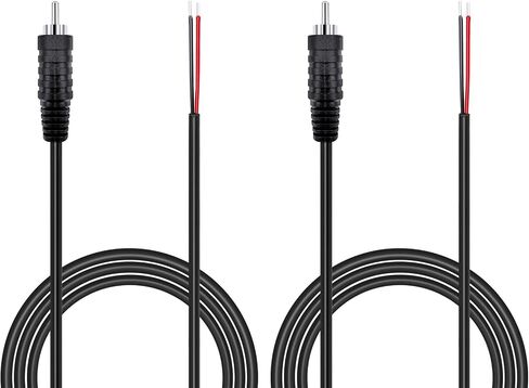 Pixelman(18AWG 6.5ft سلك مكبر صوت ثقيل RCA قابس محول RCA إلى سلك عاري، كابل صوت مكبر صوت RCA لجهاز استقبال مكبر الصوت التلفزيوني، سلك سلك ستيريو مكبرات الصوت إلى محول RCA ذكر-2 قطعة in Kuwait