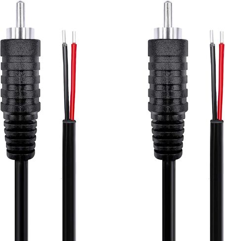 Pixelman(18AWG 6.5ft سلك مكبر صوت ثقيل RCA قابس محول RCA إلى سلك عاري، كابل صوت مكبر صوت RCA لجهاز استقبال مكبر الصوت التلفزيوني، سلك سلك ستيريو مكبرات الصوت إلى محول RCA ذكر-2 قطعة in Kuwait