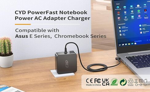 شاحن كمبيوتر محمول CYD 33 واط متوافق مع شاحن الكمبيوتر المحمول Asus C202 Q200 S200E X202E C300ma X200ca X200ma X200la X201e X202 X202e F200ca E402ma Exa1206ch AD890326 in Kuwait