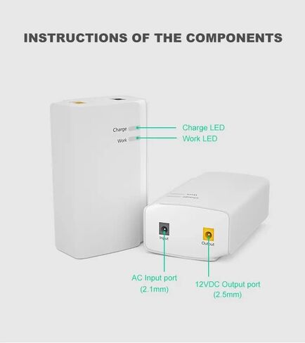 Gitroso B600 Portable Mini DC UPS مصدر طاقة غير منقطع 30W 2.5A UPS بطارية على الإنترنت مع 12V DC لجهاز التوجيه اللاسلكي والمودم وإضاءة LED وكاميرا CCTV والهاتف الذكي والمزيد in Kuwait