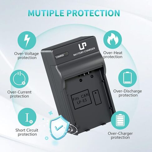 LP LP-E5 Battery Charger, Quick Charger with LED Display, Compatible with Canon EOS 1000D, 500D, 450D, Rebel T1i, XS, XSi, Kiss F, Kiss X2, X3 in Saudi Arabia