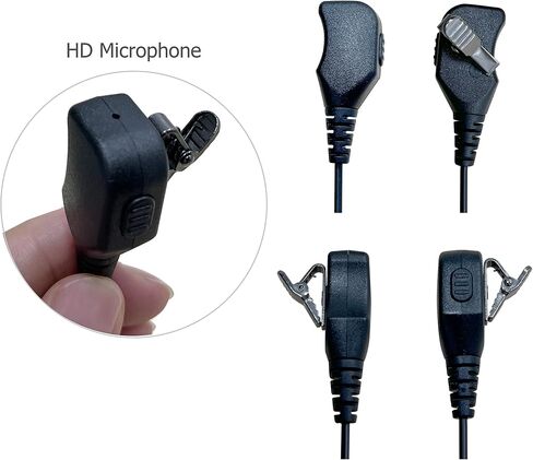 Walkie Talkie Earpiece with Mic, 2 Pin Acoustic Tube Earpiece for Crystal Clear Sound, Compatible with Kenwood Baofeng and Retevis Two-Way Radios, for Police Law Enforcement (1set/Black) in Kuwait