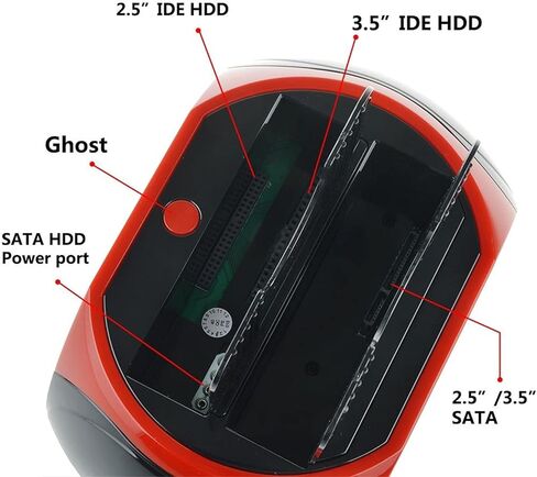 RIWPKFH Hard Drive Docking Station USB 2.0 to 2.5 3.5 Inch SATA IDE Dual Slots External HDD SSD Enclosure with Card Reader and USB Hub in Kuwait