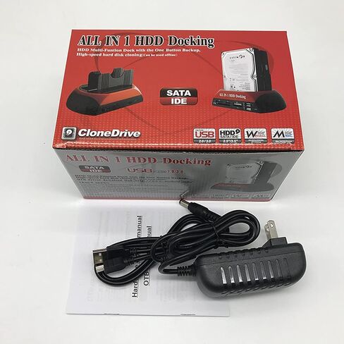 RIWPKFH Hard Drive Docking Station USB 2.0 to 2.5 3.5 Inch SATA IDE Dual Slots External HDD SSD Enclosure with Card Reader and USB Hub in Kuwait