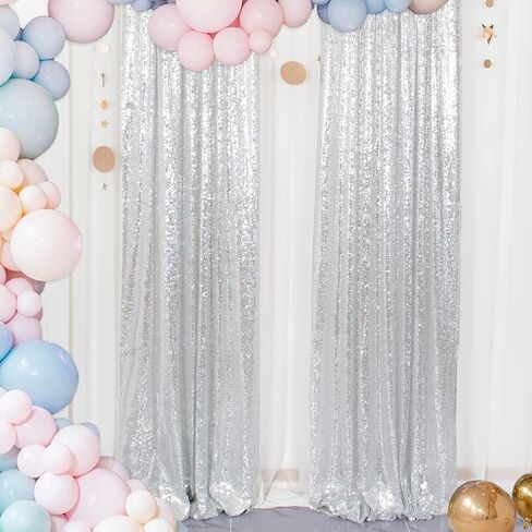 ShinyBeauty Sequin Curtains 2 Panels Royal Blue 2FTx8FT Sequin Photo Backdrop Sequin Backdrop Curtain Pack of 2-1011E in Saudi Arabia