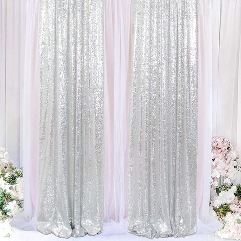 ShinyBeauty Sequin Curtains 2 Panels Royal Blue 2FTx8FT Sequin Photo Backdrop Sequin Backdrop Curtain Pack of 2-1011E in Saudi Arabia
