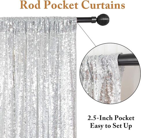 ShinyBeauty Sequin Curtains 2 Panels Royal Blue 2FTx8FT Sequin Photo Backdrop Sequin Backdrop Curtain Pack of 2-1011E in Saudi Arabia