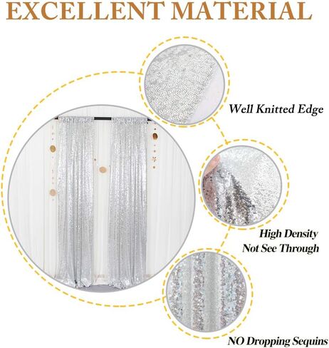 ShinyBeauty Sequin Curtains 2 Panels Royal Blue 2FTx8FT Sequin Photo Backdrop Sequin Backdrop Curtain Pack of 2-1011E in Saudi Arabia