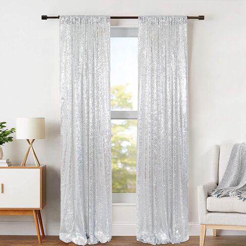 ShinyBeauty Sequin Curtains 2 Panels Royal Blue 2FTx8FT Sequin Photo Backdrop Sequin Backdrop Curtain Pack of 2-1011E in Saudi Arabia