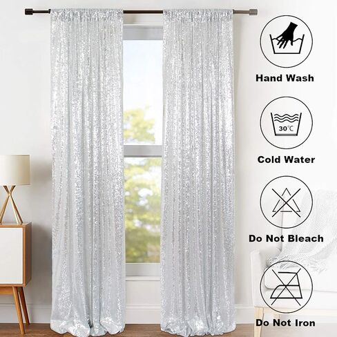 ShinyBeauty Sequin Curtains 2 Panels Royal Blue 2FTx8FT Sequin Photo Backdrop Sequin Backdrop Curtain Pack of 2-1011E in Saudi Arabia