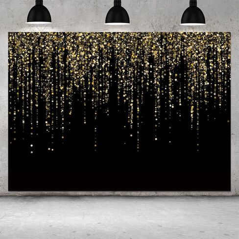 7x5 FT Black and Gold Bokeh Party Backdrop Photo Black and Gold Glitter Bokeh Sequin Spots Birthday Anniversary Photography Background Golden Sparkle Banner Photo Baby Bath Decoration in Saudi Arabia