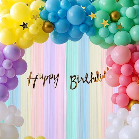 12 Panels Pastel Rainbow Backdrop Curtains Sheer Curtain Panel,Bright Color | 59x86 Inch, Colorful Curtains Drapes for Kid, Unicorn Baby Shower, Birthday Party, Window Classroom Decoration, Photography in Saudi Arabia
