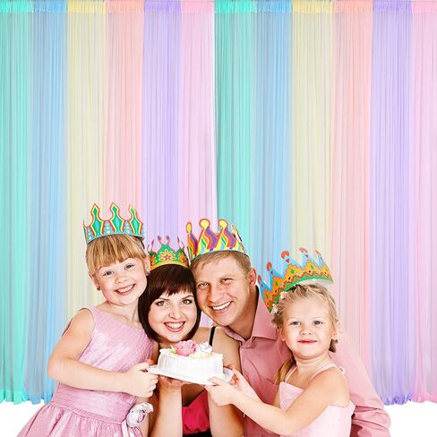 12 Panels Pastel Rainbow Backdrop Curtains Sheer Curtain Panel,Bright Color | 59x86 Inch, Colorful Curtains Drapes for Kid, Unicorn Baby Shower, Birthday Party, Window Classroom Decoration, Photography in Saudi Arabia