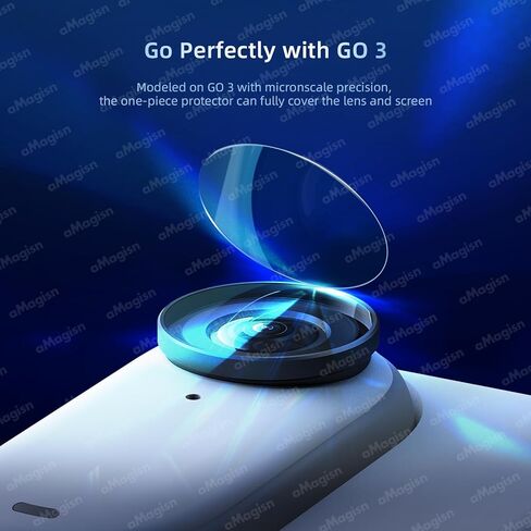 واقي الشاشة والعدسة لجهاز Insta360 GO 3، عبوتان من واقي الشاشة الزجاجي المقوى الخالي من الفقاعات و2 عبوتين من غشاء واقي العدسات المضاد للخدش بقوة 9H، رفيع للغاية وعالي الوضوح وتغطية كاملة واضحة in Kuwait