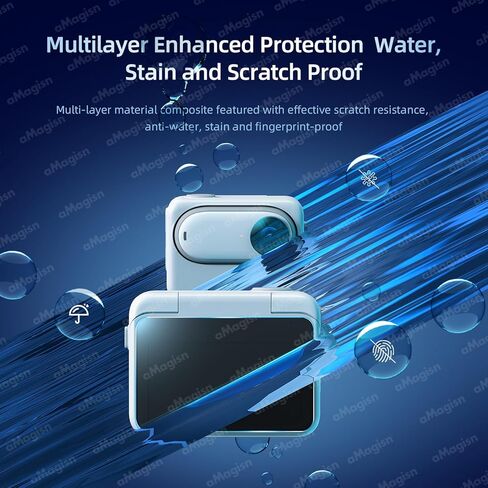 واقي الشاشة والعدسة لجهاز Insta360 GO 3، عبوتان من واقي الشاشة الزجاجي المقوى الخالي من الفقاعات و2 عبوتين من غشاء واقي العدسات المضاد للخدش بقوة 9H، رفيع للغاية وعالي الوضوح وتغطية كاملة واضحة in Kuwait