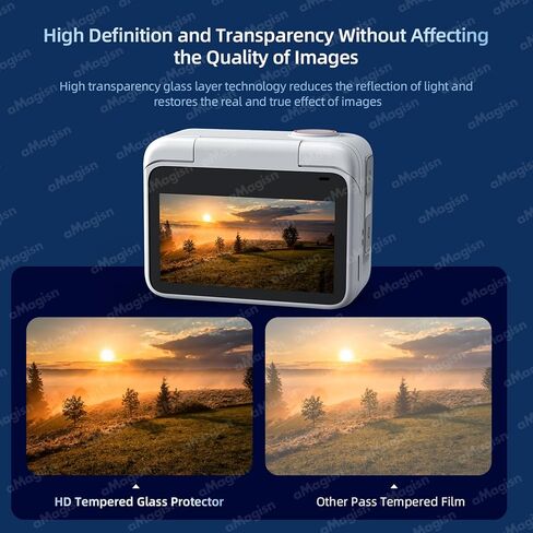 واقي الشاشة والعدسة لجهاز Insta360 GO 3، عبوتان من واقي الشاشة الزجاجي المقوى الخالي من الفقاعات و2 عبوتين من غشاء واقي العدسات المضاد للخدش بقوة 9H، رفيع للغاية وعالي الوضوح وتغطية كاملة واضحة in Kuwait