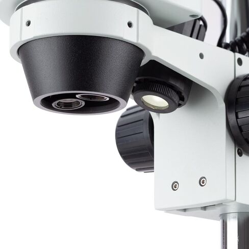 AmScope SM-2TZZ-LED مجهر تكبير ستيريو ثلاثي العينيات احترافي، عدسات WH10x وWH20x، تكبير 3.5X-180X، هدف تكبير 0.7X-4.5X، إضاءة LED علوية وسفلية، حامل عمود، 110 فولت-120 فولت، يشمل 0.5X و2.0X عدسات بارلو in Saudi Arabia