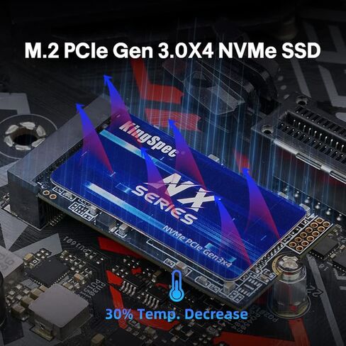 KingSpec 1 تيرابايت PCIe4.0 NVMe SSD، M.2 2280 SSD 3D NAND Flash - سرعة قراءة تصل إلى 4800 ميجابايت/ثانية، متوافق مع PS5 / سطح المكتب/الكمبيوتر المحمول in Kuwait