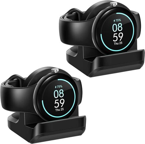 حامل سيليكون مكون من قطعتين لشاحن ساعة Google Pixel، حامل قاعدة شحن YUANHOT مع فتحة مدمجة لإدارة الكابلات، أسود (الكابل غير متضمن) in Kuwait