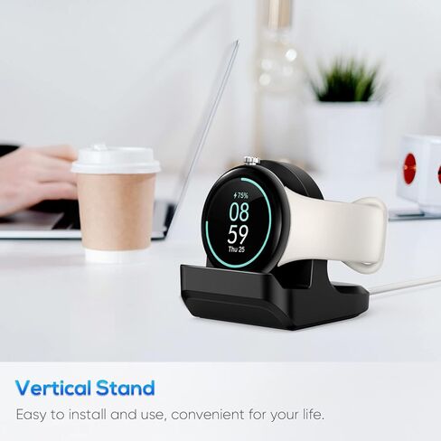 حامل سيليكون مكون من قطعتين لشاحن ساعة Google Pixel، حامل قاعدة شحن YUANHOT مع فتحة مدمجة لإدارة الكابلات، أسود (الكابل غير متضمن) in Kuwait
