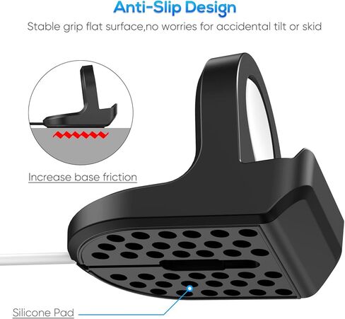 حامل سيليكون مكون من قطعتين لشاحن ساعة Google Pixel، حامل قاعدة شحن YUANHOT مع فتحة مدمجة لإدارة الكابلات، أسود (الكابل غير متضمن) in Kuwait