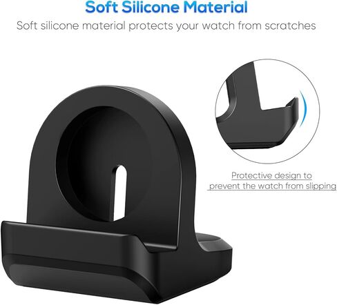 حامل سيليكون مكون من قطعتين لشاحن ساعة Google Pixel، حامل قاعدة شحن YUANHOT مع فتحة مدمجة لإدارة الكابلات، أسود (الكابل غير متضمن) in Kuwait
