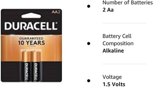 Duracell AA Alkaline Batteries 1.5v (2 Pack) MN1500 (LR6) in Kuwait